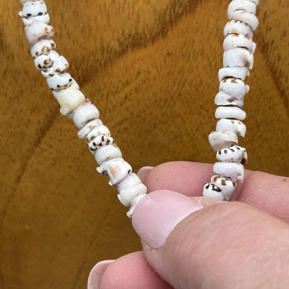 Authentic Hawaiian Puka Shell Necklace Tiger Cone Shells Hawaii Surfer 18